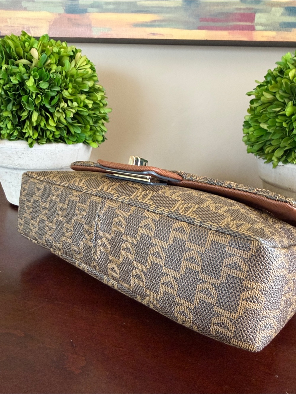 KARL LAGERFELD PARIS 🤎 BROWN 🤎 MONOGRAM QUILTED AGYNESS SHOULDER BAG 🌟EUC🌟 - Picture 10 of 17